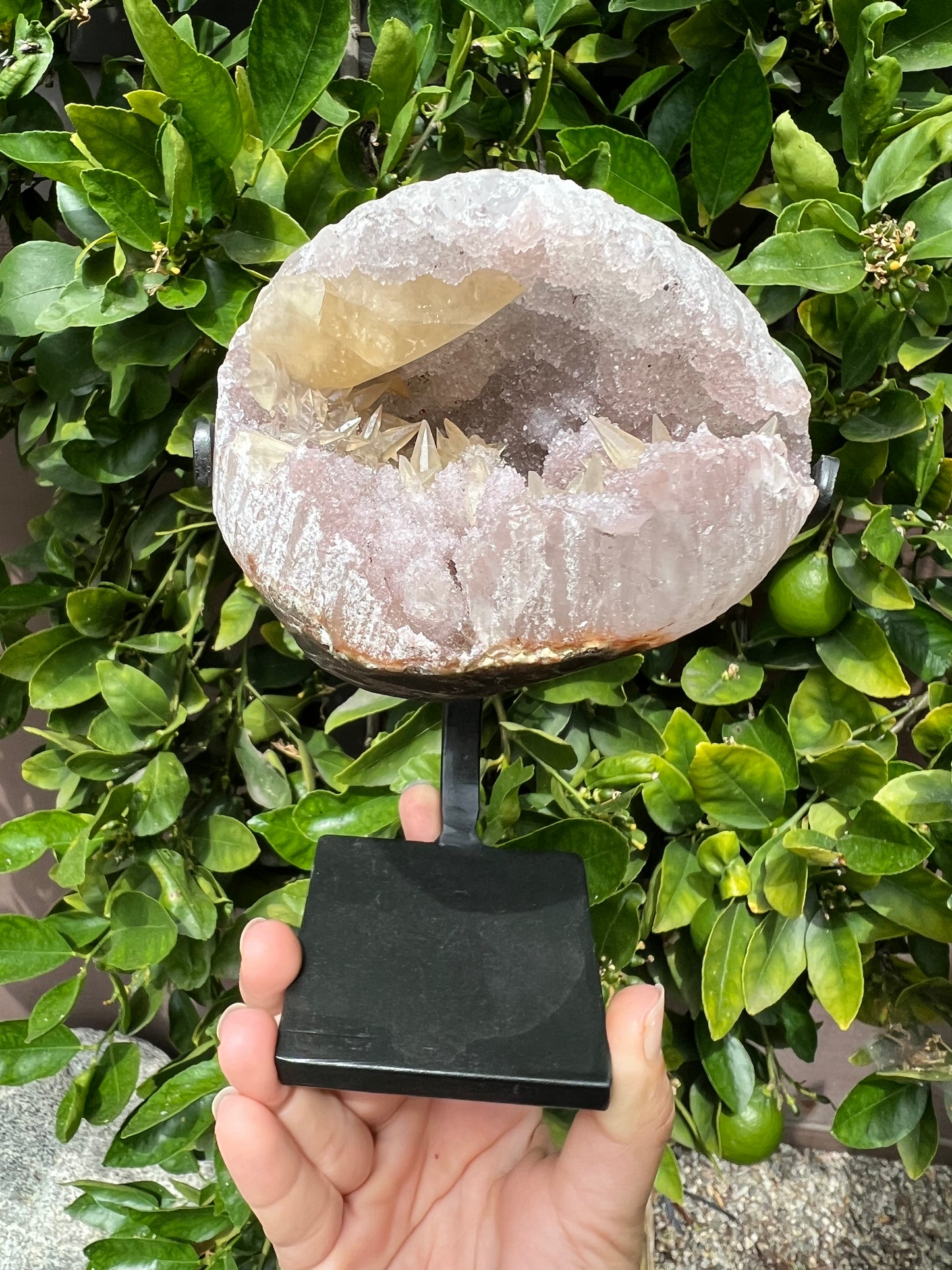 Amethyst and Calcite On Stand