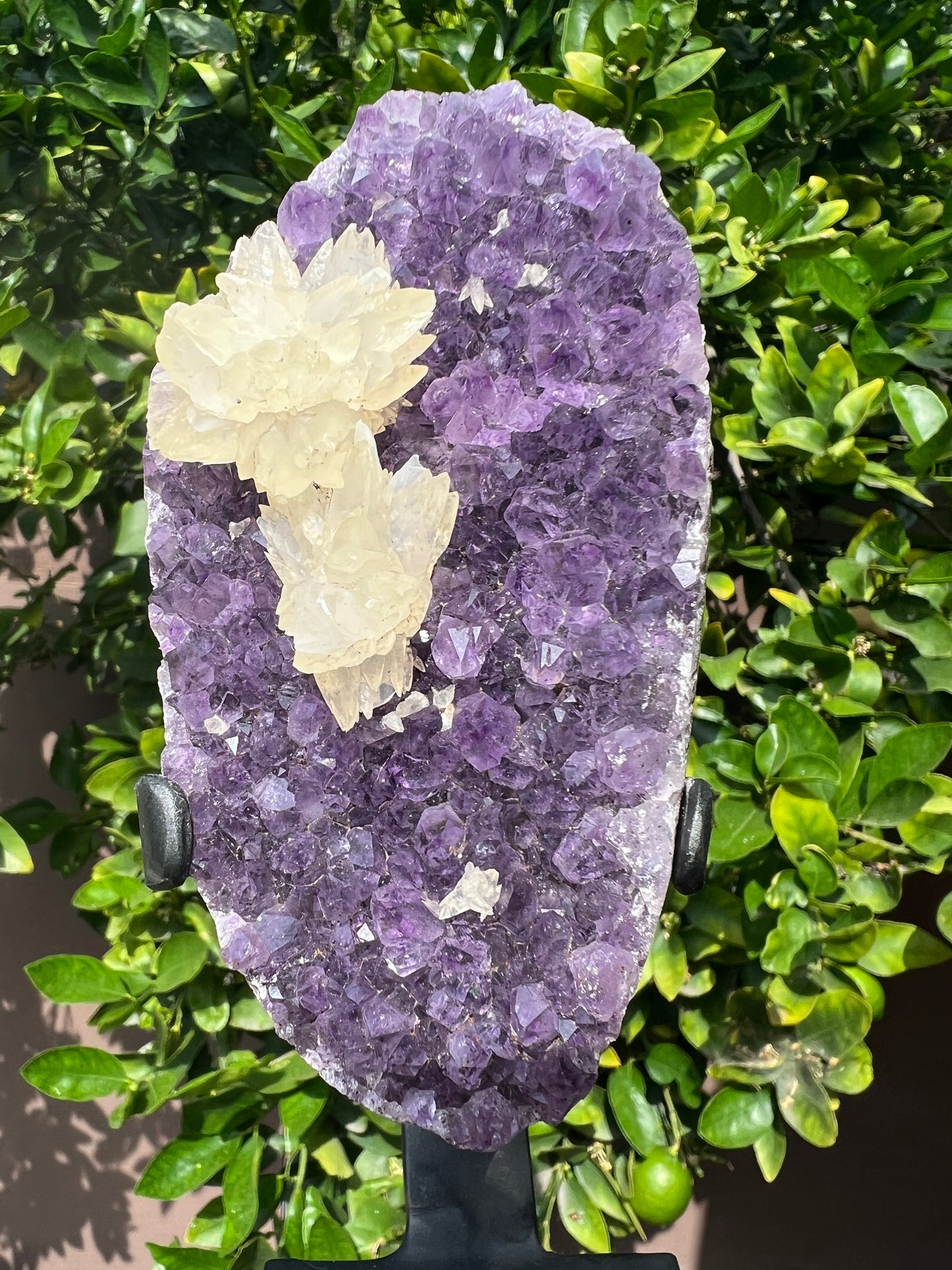 Amethyst and Calcite on Stand